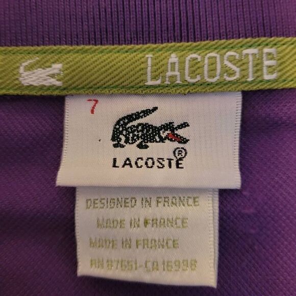 Lacoste Boys Purple Polo Size 7 - Picture 6 of 6